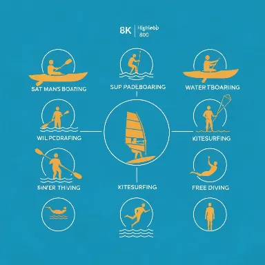 Infographic of various water activities